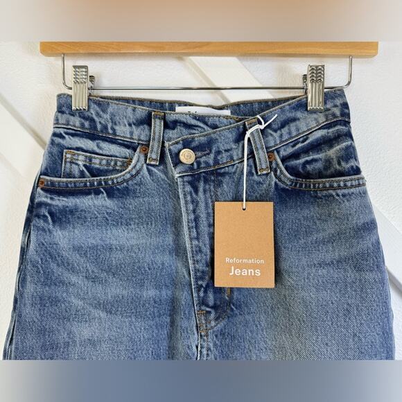 NWT Reformation Nila Long Midi Denim Skirt In Galway Wash Size 23 - Picture 3 of 11